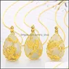 Pendant Necklaces Creative Gold Plated Lotus Hetian Jade Jasper Inlaid Inheritance Fish Magpie Bird Necklace Drop Delivery Jewelry Pe Dhgoz