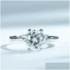 Cluster Rings 925 Sterling Sier Classic Solitaire Clear Round Zircon Simple Design for Women Jubileum Gift Fine Jewellery Drop de DH43M