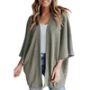 Dameswol Blends Fashion Solid Color Vrouwen Vartlingen Half Mouw losse Knittwear Casual Sweater Coat Jacket Oversize 2023