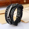 Link Bracelets Fashion Punk Handmade Wide Cuff Rope Bracelet Vintage Leather Men Woven Wristband Bangles For Jewelry