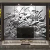 벽지에 맞춤형 벽지 벽지 벽 3D 엠보싱 꽃 TV 배경 벽 종이 홈 장식 거실 침실 PO Paintingwallpaper