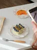 Tallrikar Creative Cheese Shape Dessert Plate European Style Vintage Floral Print Cake Ceramic Dish Afternoon Tea Round Table Seary