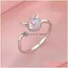 Cluster Ringe Trend 2021 Mode einstellbare Größe Niedlicher Teufel Ring Silber 925 Zirkon Charm Schmuck Süße Party Mädchen Geschenke Drop Lieferung Dhxtn