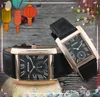 Popular Retângulo Número Romano Quartzo Relógios de Couro Genuíno Homens Mulheres Amantes Relógio Casais Clássico Tank Series Relógios de Pulso Presentes reloj de lujo