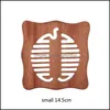 Mats Pads Wooden Pan Mat Heat Resistant Pot Plate Coaster Thickened Solid Wood Hollow Antiscalding Dish Drop Delivery Home Garden Dheqy