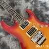 Lvybest elektrische gitaar op maat gemaakte dubbele rocker elektrische gitaar met rode ring en gele body geïntegreerde piano rozenhout finge