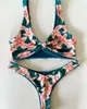 Kvinnors badkläder badtryckt strandkläder kostym Set Women Floral Pattern Bikini Point Bow Swims Sexy 2023