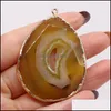 Charms Natural Semiprecious Stone Pendant Yellow Agate Gilded Edge 40x50mm Diy Sieraden maken Ketting Bracelet Giftcharms Drop Deli Otixp