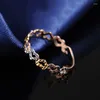 Cluster Rings 1PCS Au750 Real 18K Multi-tone Gold Ring Donne Fortuna Molti Heart Pattern Band US6-7