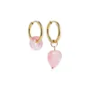 Boucles d'oreilles créoles bohême coeur rond pierre naturelle boucle d'oreille couleur or acier inoxydable petit cercle pour femmes mode bijoux cadeau