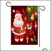 Banner Flags Merry Christmas Merrychristmas Santa Pattern Garden Sign Linen Material With Iron Flagpole Rectangar Drop Delivery Home Dhluv