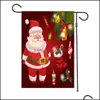 Banner Flags Merry Christmas Merrychristmas Santa Pattern Garden Sign Material with Iron Flicpole Rectangar Drop Drop