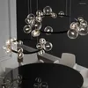 샹들리에 현대 유리 거품 천장 천장 북유럽 거실 펜던트 램프 레스토랑 LED 조명 부엌 홈 장식 교수형 빛