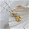 Pendentif Colliers Titane Acier Plaqué Or 18K Collier Ras Du Cou Carré Ot Boucle Clavicule Chaîne Pour Femme Bijoux De Mode Drop Deli Dheor