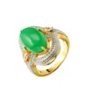 Bagues de cluster Naturel Vert Hetian Jade Bague 925 Sier Jadeite Calcédoine Amet Mode Charme Bijoux Cadeaux Pour Femmes Sa Drop Livraison Dhzly