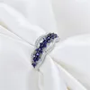 Anéis de casamento Fashion Acessórios vintage Jóias Antigo cor de prata azul Crystal Flower Ring to Ring for Women Tamanho 5-12wedding