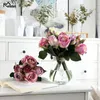 Wedding Flowers Meldel Bride Bouquet Bridesmaid Holding Artificial Silk Rose Flower 9 Heads Supplies Home Party Decor