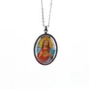 Pendant Necklaces Stainless Steel Religious Oval Christ Jesus Virgin Mary Necklace Jewelry Gift For ChurchPendant