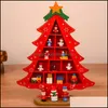 Christmas Decorations Tree Desktop Decoration Diy Wooden Red Green Xmas Design Cartoon Santa Snowman Motif Table Decor Drop Delivery Dhvdy