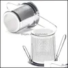 Tea Infusers Folding Double Handles Infuser With Lid Stainless Steel Fine Mesh Coffee Filter Teapot Cup Hanging Loose Leaf Strainer Otp2J