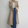 Trench da donna ZCSMLL Coreano Chic Temperamento autunnale e invernale Risvolto alto senso Doppio petto Design Lunghezza al ginocchio Cappotto da donna