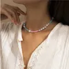 Collane con ciondolo FFLACELL Ins Beach Ethnic Style Fashion Collana con perline colorate in acrilico imitazione perla da donna