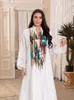 Ubranie etniczne Kobiety Dubai cekin galabiya abaya luźna siatka muzułmańska moda arabska kaftan marocco sukienka hidżab impreza eid ślub biały