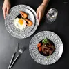 Piatti Piatto in ceramica piatto occidentale Home Creativo Europeo Linea nera Cena con bistecca di spaghetti
