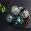 Arts and Crafts Natural Colorf Fluoryt Crystal Ball Ornament Czakra Healing Reiki Quartz Dekoracja Dekoracja upuszcza dostawa domu ogród OTY8A