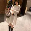 Sukienki swobodne Elegancka dzianina sukienka Vintage Bodycon Bodycon Winter Woman Korean Style Sweather