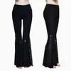 Leggings Femmes Devil Mode Gothique Sexy Dentelle Stretch Pour Femmes Steampunk Taille Haute Casual Pantalon Flare Noir