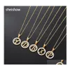 Pendant Necklaces Sheishow Trend Geometric Letter Shape Stainless Steel Rhinestone Shiny Nacklace For Women Jewelry Fashion Clavicle Otaql