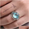 Rings de cluster zircão azul vintage grande para mulheres pier jóias dedo de dedo caseiro de casamentos de cristal anel de festa feminina entrega dhnlr