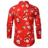 Men's Casual Shirts Christmas Print Series Suit Men Fashion Red Black White Button Up Mens Dress Suits Xmas Party Prom Blouse257K