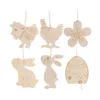 Outros suprimentos de festa festiva 10pcs/lote de madeira pingente de pingente de madeira coelho de coelho pendurado ornamento diy artesanato decoração home goton del dha9o