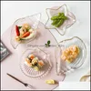 Bols Série Marine Assiette en verre transparent Ligne d'or Pétoncle Étoile de mer Dessert Snack Salade de fruits Bol Plats Ustensiles de cuisine Drop DHFKN