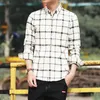 Men's Casual Shirts 2023 Autumn Mens Vintage Plaid Long Sleeve Slim-fit Youthful Checkered Shirt Button-down Clothing