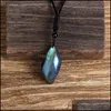 Pendentif Colliers Classique Naturel Labradorite Pierre De Lune Pierre Pendentifs Lumière Du Soleil En Forme D'énergie Femmes Hommes Bijoux De Guérison Livraison Directe Dheab