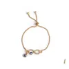 Charm Bracelets Fashion Jewelry Evil Eye Figure Eight Small Blue Pendant Adjustable Bracelet Drop Delivery Dhmjm