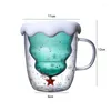 Wine Glasses Christmas Cup Transparent Double Anti-Scalding Glass Tree Star Coffee Milk Juice Mug Children's Gift