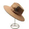 Water Drop Top Bowknot Feather Fedora Hat Jazz Wide Brim Hats Women Men Fedoras Woman Man Cap Autumn Winter Caps 8colors