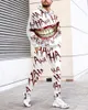 Męskie dresy Hip Hop 3D Plaid Linia Drukujowe spodnie z kapturem Zestaw Zestaw chłodnych męskich 2 sztuki