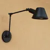 Vägglampor Iwhd Golden Vintage LED Light Antique Wandlamp Retro Swing Long Arm Lamp Edison Sconce Loft Industrial Style