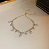 Link Bracelets 2023 Golden Electroplating Inlaid Zircon Mermaid Pearl Bracelet Female Personality Fashion Shiny Wedding Jewelry