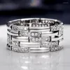 Wedding Rings Fashion Contracted Women/Men Couple Inlaid Shiny Stones Marriage Ring High Quality Male Female Jewelry Drop Ship