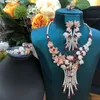 Halskette Ohrringe Set Siscathy Luxus Zirkon Blume Wunderschöne Hochzeit Schmuck Für Frauen Weibliche Party Kleid Zubehör