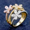 Bröllopsringar brud prat söt ring för kvinnor baguetter zirkon full cz crystal brud smycken engagemang gåva