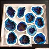 Oggetti decorativi Figurine 1 Pz Blue Angel Aura Quarzo Cristallo Geode Titanio Bismuto Sil Cluster Arcobaleno Reiki Guarigione Goccia Del Dh8X4