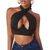 Serbatoi da donna 2023 Moda Sexy Leopard Halter Canotta Donna Senza maniche Scava Fuori Fasciatura Slim Fit Crop Club Canotta Tops Streetwear