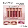 Lip Gloss Drop Handaiyan Shiny Gold Lipgloss Set Surligneur Hydratant Metallic Diamond Nutritious Pearly Makeup Delivery Health B Dhgj7